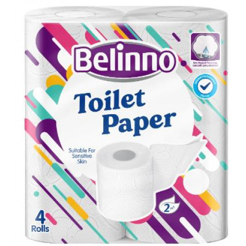 Бумага туалетная BELINNO 2-слойная, 18.45 м, 4 рулона