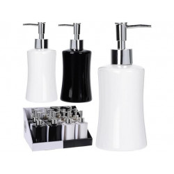 Dozator pentru sapun lichid Bathroom 13cm, ceramic, alb/negru
