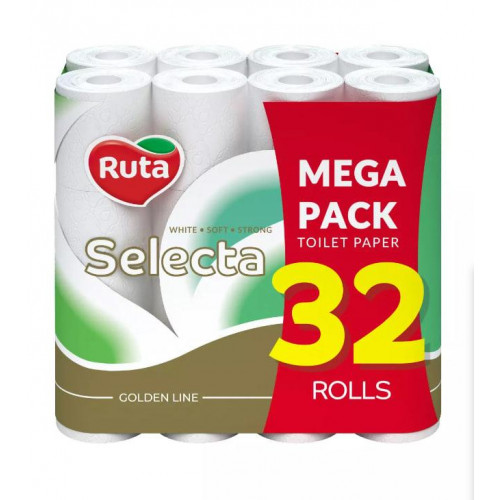 Туалетная бумага RUTA Selecta, 3 слоя белая, 32 рулона