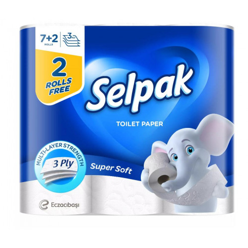 Туалетная бумага SELPAK 3 слоя 9 рулонов