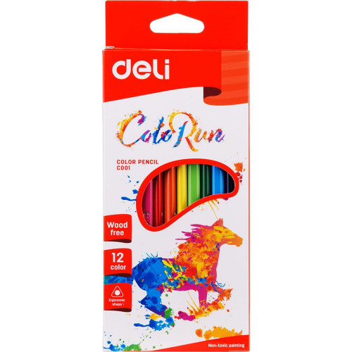 Creioane colorate DELI Run, 12 culori