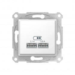 Розетка зарядное устройство USB Schneider SDN2710221 sedna 1.05/2.1 А 100 - 240 В белый