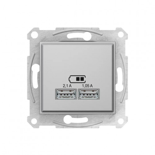 Розетка зарядное устройство USB Schneider SDN2710260 sedna 1.05/2.1 А 100 - 240 В алюминий