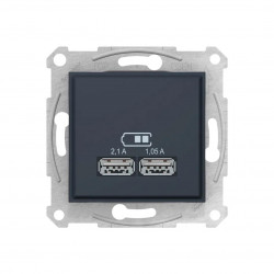 Розетка зарядное устройство USB Schneider SDN2710270 sedna 1.05/2.1 А 5 В графитовый